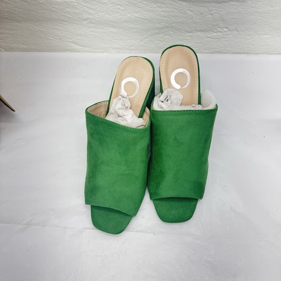 Journee Collection Shoes - Journee Collection Women 6.5 Green Adelaide Block Heel Sandals NEW Suede Summer